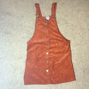 Corduroy Overall Button-Up Dress Burnt Orange
